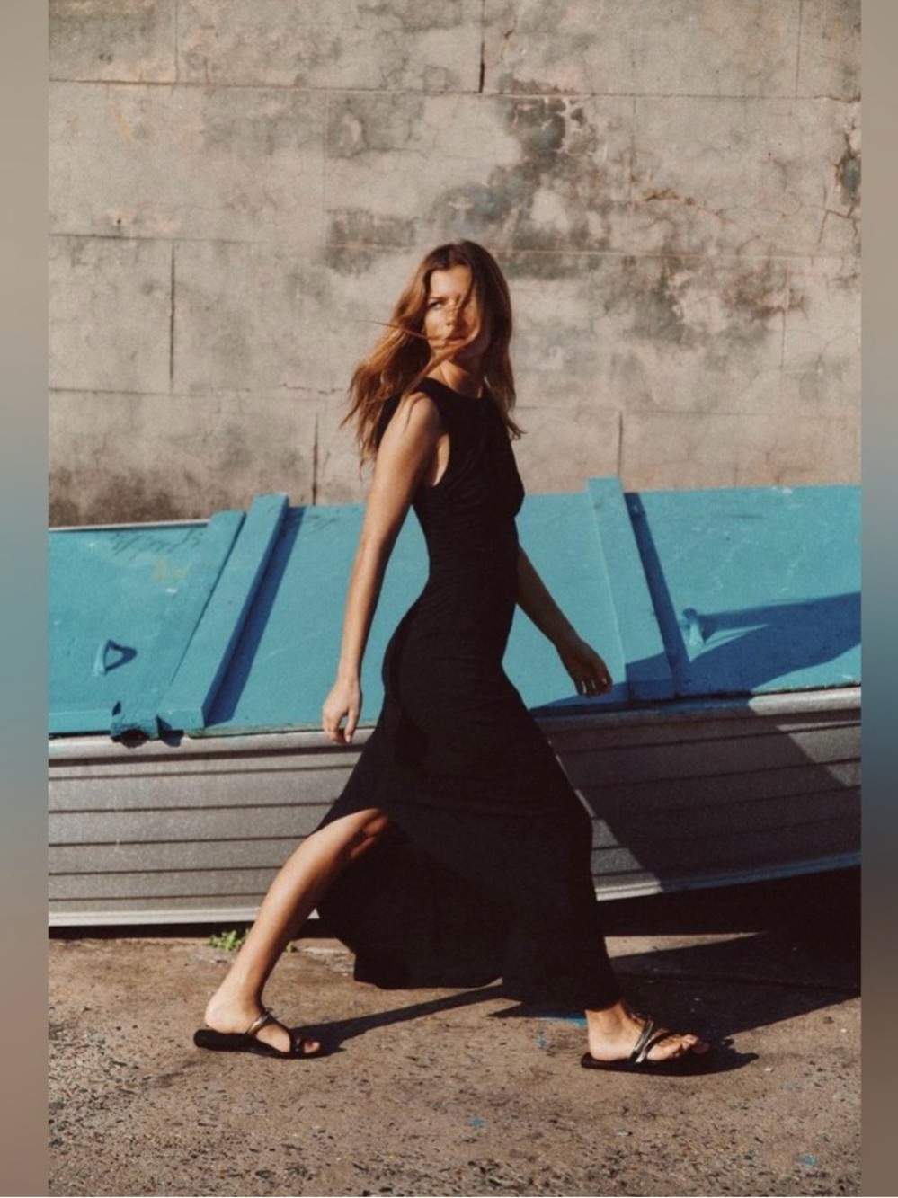 Zara Black Sleeveless Maxi Dress with Side Slit
